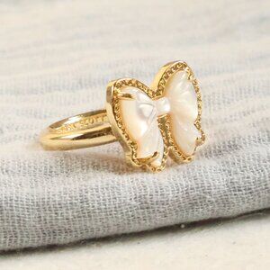 Kendra Scott Haley Bow Gold Band Ring Ivory Mother-of-Pearl Size #7